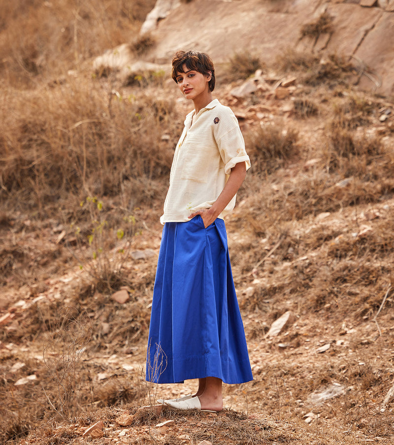Tez Neela skirt by Khara Kapas in blue for women Worldwide