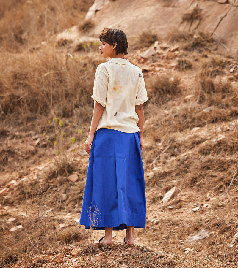 Tez Neela skirt by Khara Kapas in blue for women Worldwide