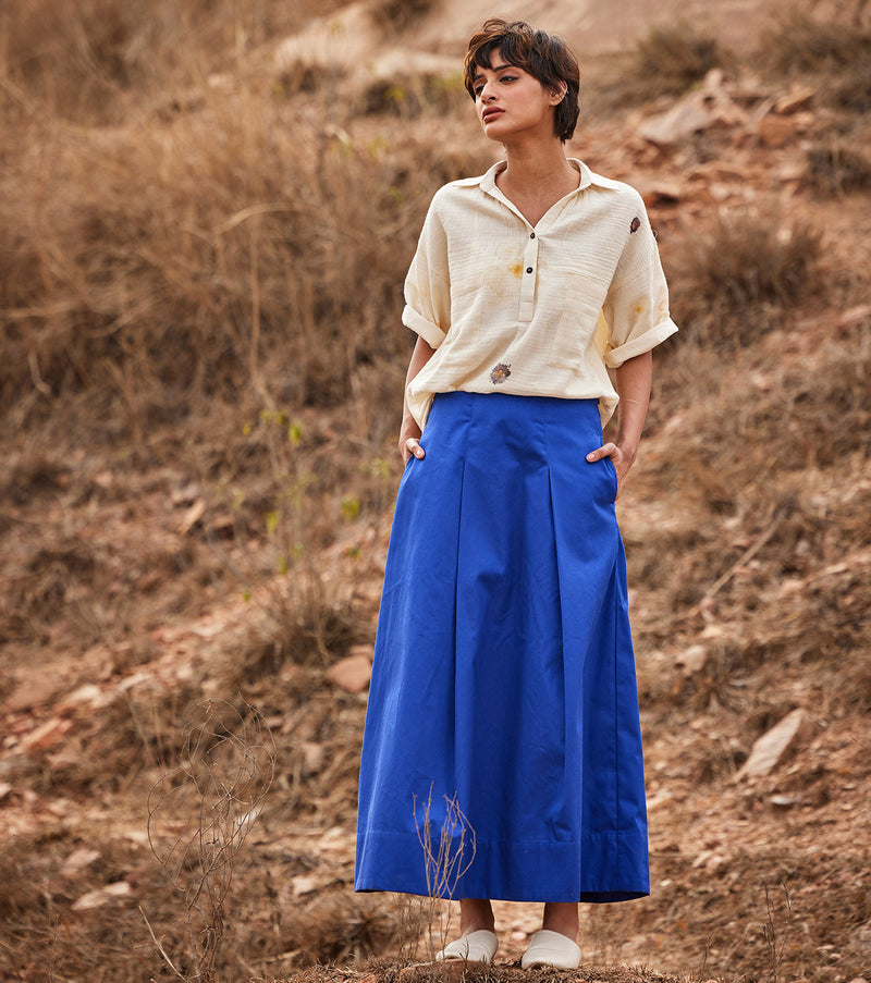 Tez Neela skirt by Khara Kapas in blue for women Worldwide
