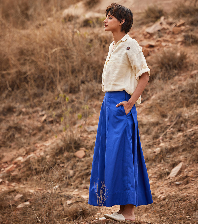 Tez Neela skirt by Khara Kapas in blue for women Worldwide