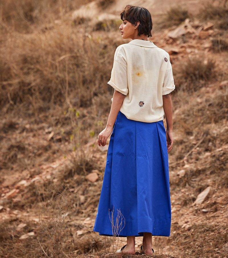 Tez Neela skirt by Khara Kapas in blue for women Worldwide