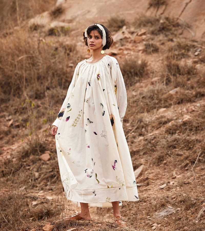 Gul Dress cotton by Khara Kapas in white for women Worldwide