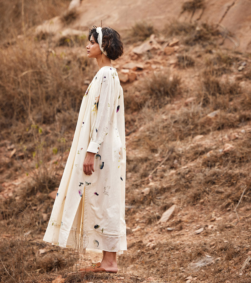 Gul Dress cotton by Khara Kapas in white for women Worldwide