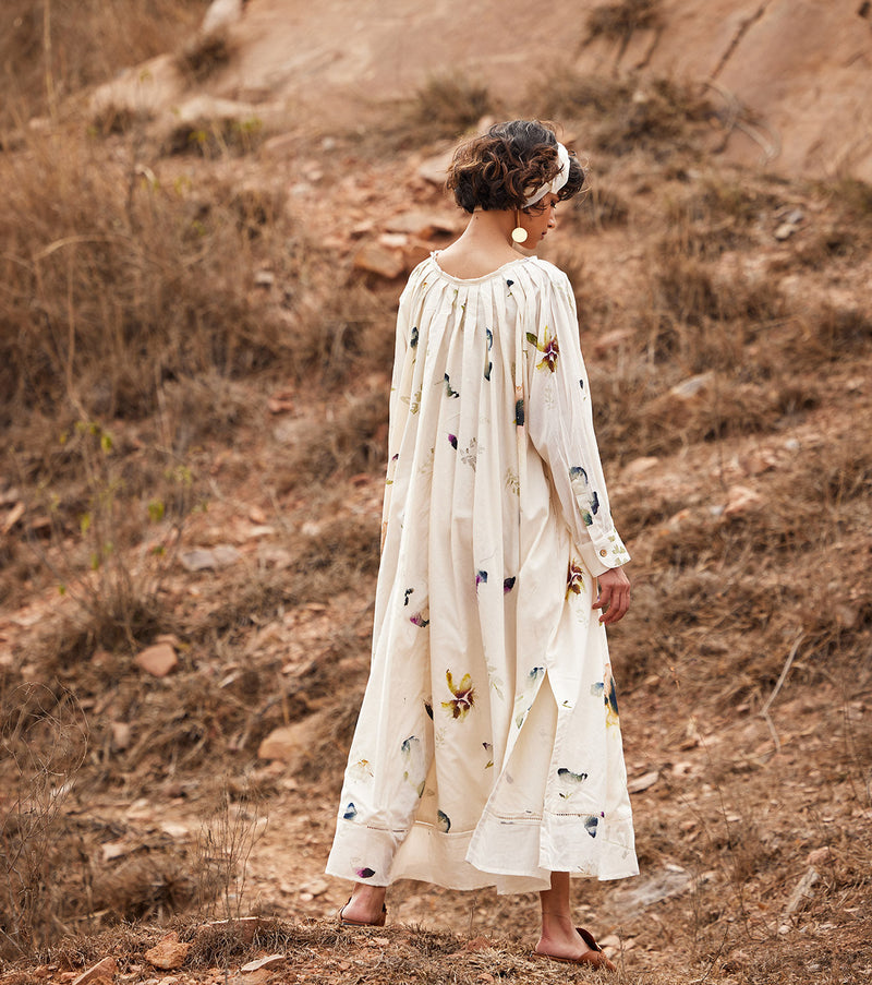 Gul Dress cotton by Khara Kapas in white for women Worldwide