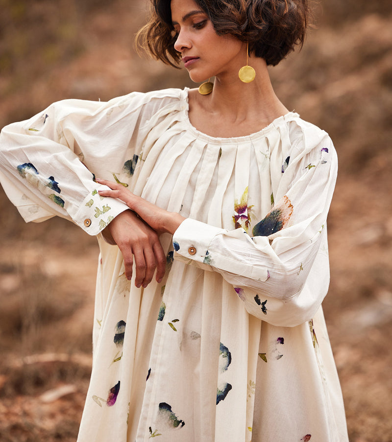 Gul Dress cotton by Khara Kapas in white for women Worldwide