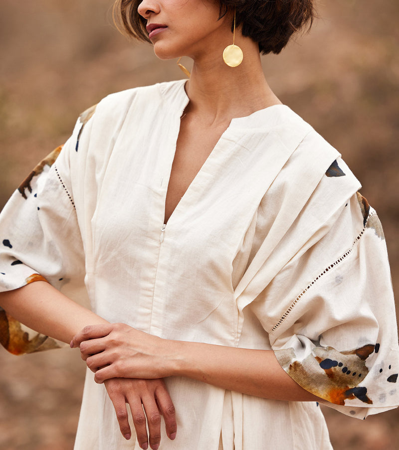 Bahariya Dress cotton by Khara Kapas in white for women Worldwide