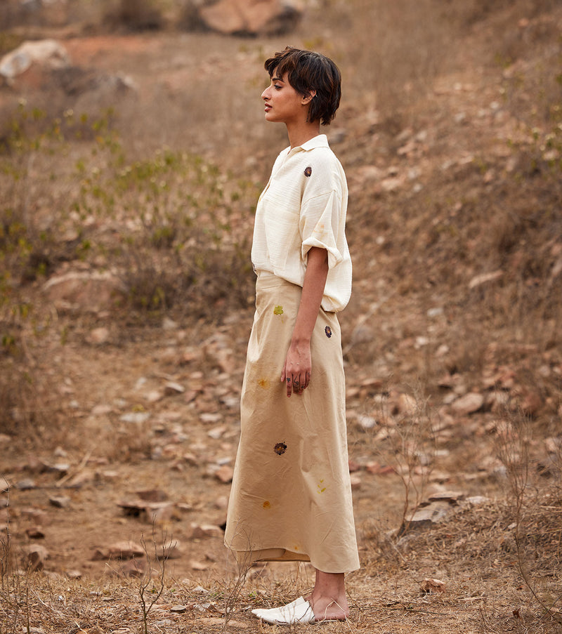 Oxford wrap skirt by Khara Kapas in beige for women Worldwide