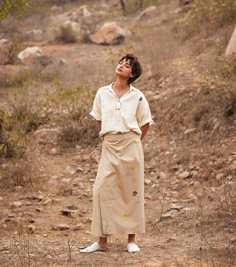 Oxford wrap skirt by Khara Kapas in beige for women Worldwide