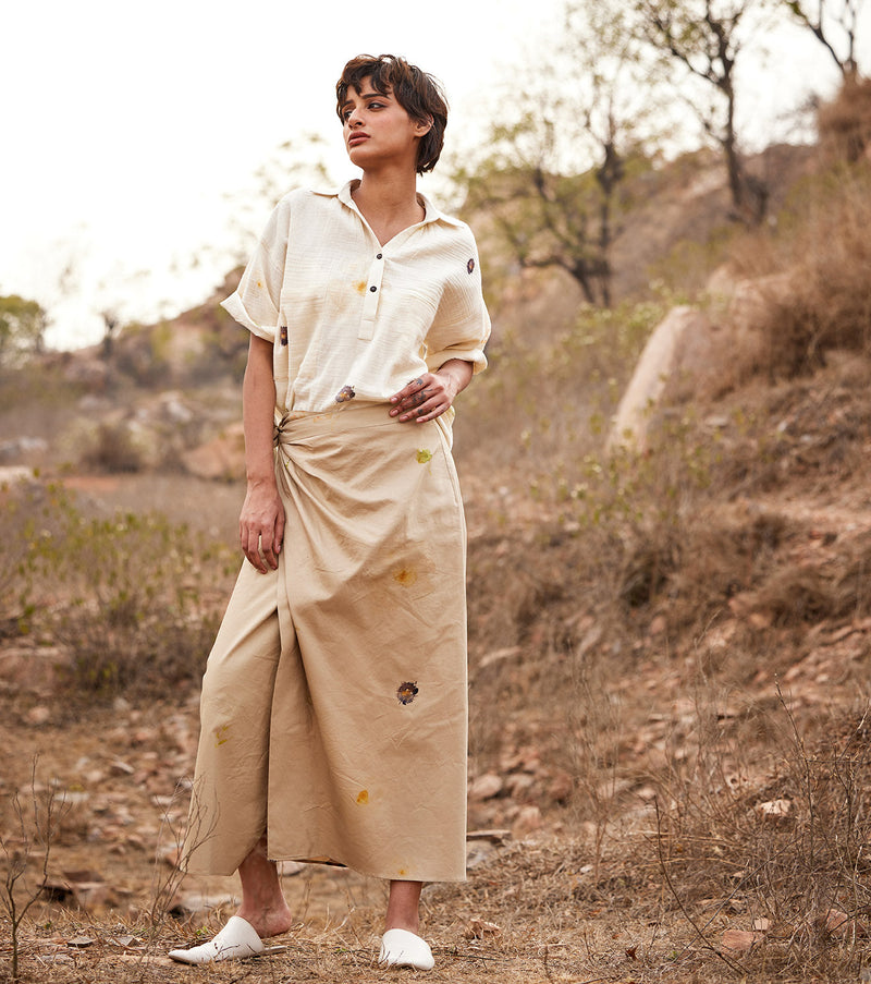 Oxford wrap skirt by Khara Kapas in beige for women Worldwide