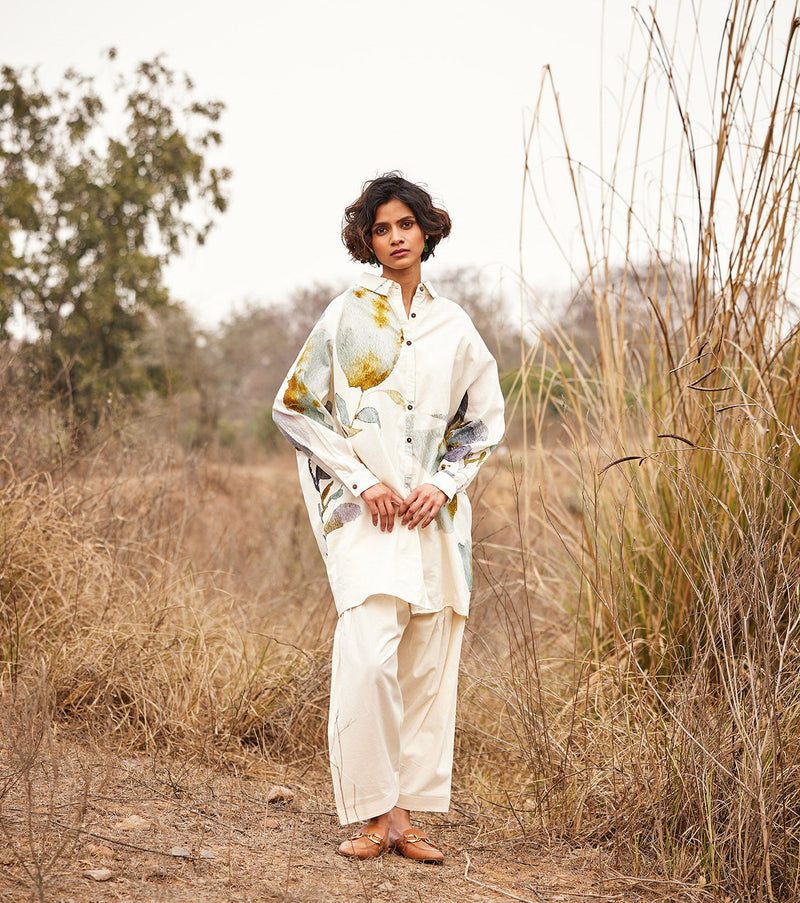 Shuchi Salwar pants cotton by Khara Kapas in white for women Worldwide