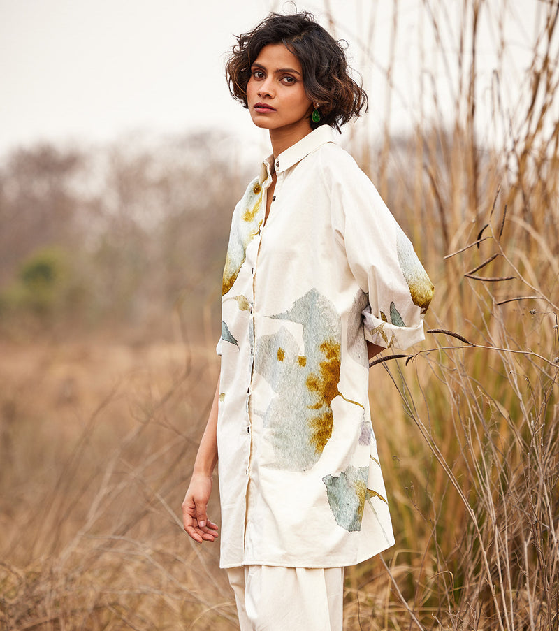 Pahadi shirt cotton by Khara Kapas in white for women Worldwide