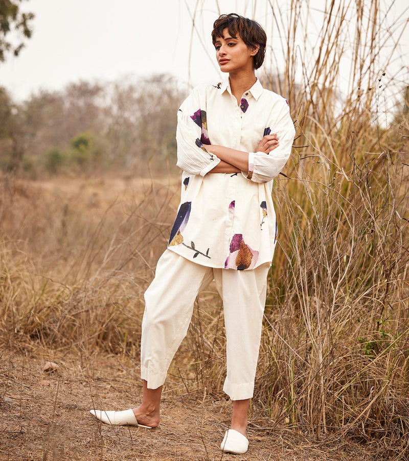 Cascade fling Pants cotton by Khara Kapas in white for women Worldwide