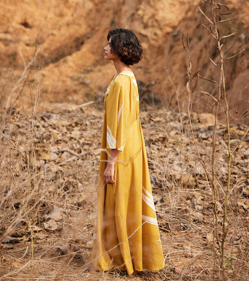 Sahara Dress cotton by Khara Kapas in yellow for women Worldwide