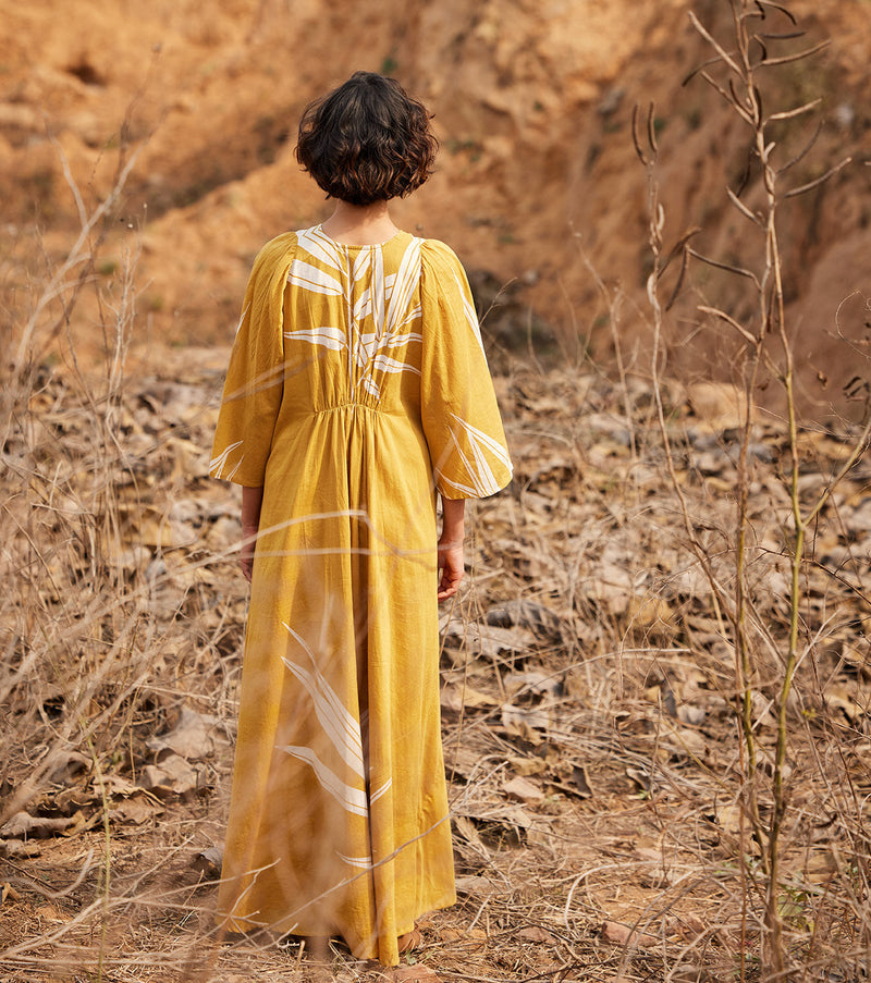 Sahara Dress cotton by Khara Kapas in yellow for women Worldwide