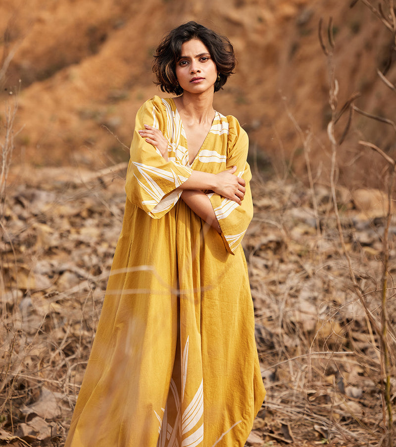 Sahara Dress cotton by Khara Kapas in yellow for women Worldwide