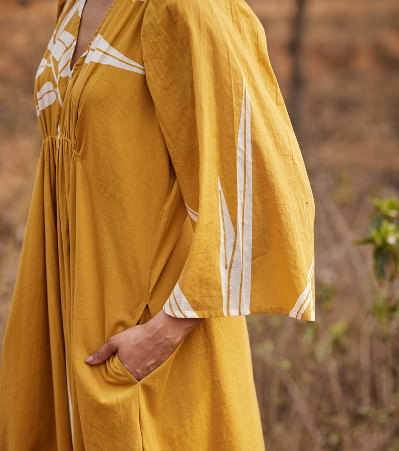 Sahara Dress cotton by Khara Kapas in yellow for women Worldwide