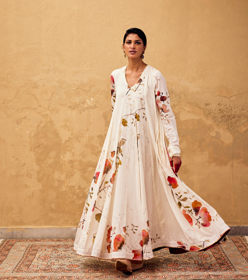 Feroza Dress cotton by Khara Kapas in white for women Worldwide