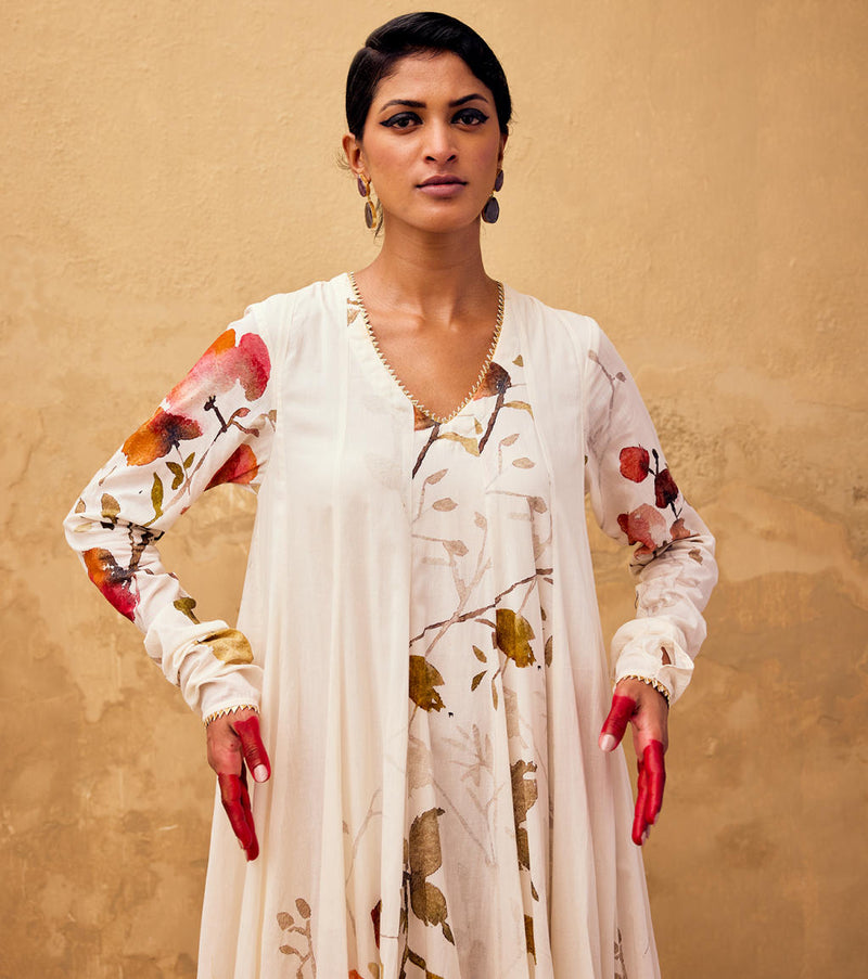 Feroza Dress cotton by Khara Kapas in white for women Worldwide