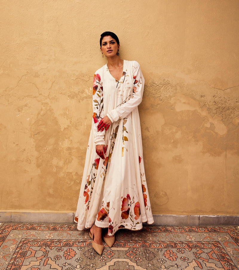 Feroza Dress cotton by Khara Kapas in white for women Worldwide