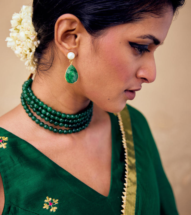 Ghazal saree with blouse silk by Khara Kapas in green for women Worldwide