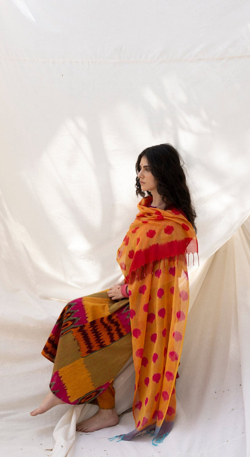 ANG STOLE 100% cotton by Translate - Handwoven Ikat in multi color for women Worldwide
