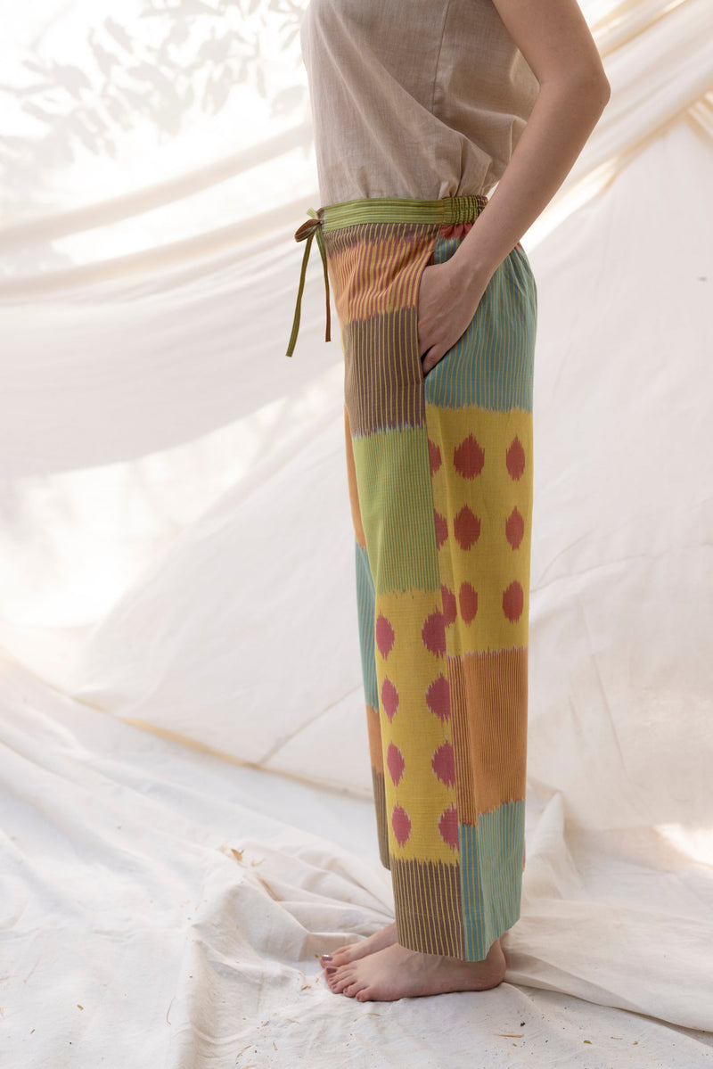 SUR PALAZZO 100% cotton by Translate - Handwoven Ikat in multi color for women Worldwide