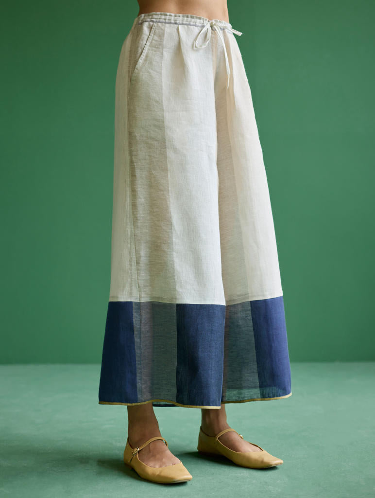 Nila Color-Blocked Co-ord Sets 
 - Ivory linen by Manan in ivory color for women Worldwide