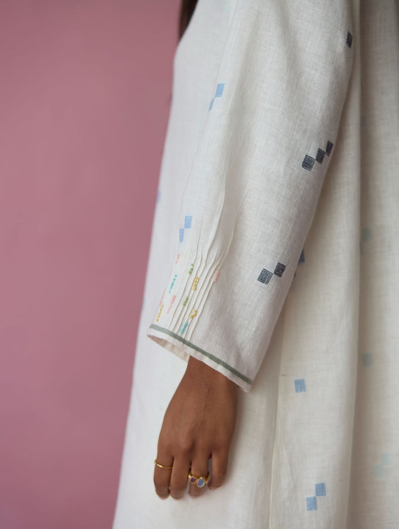 Dima Jmdani Linen Pintuck Shirt - Ivory all linen by Manan in ivory color for women Worldwide
