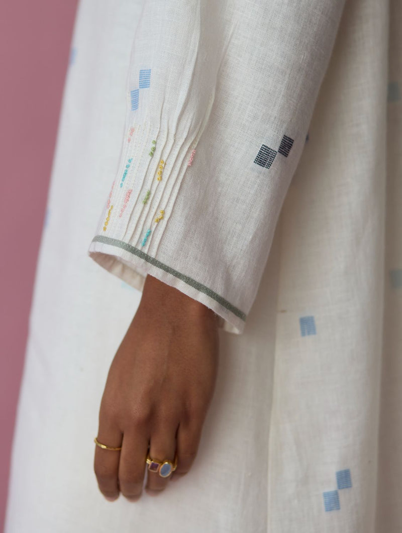 Dima Jmdani Linen Pintuck Shirt - Ivory all linen by Manan in ivory color for women Worldwide
