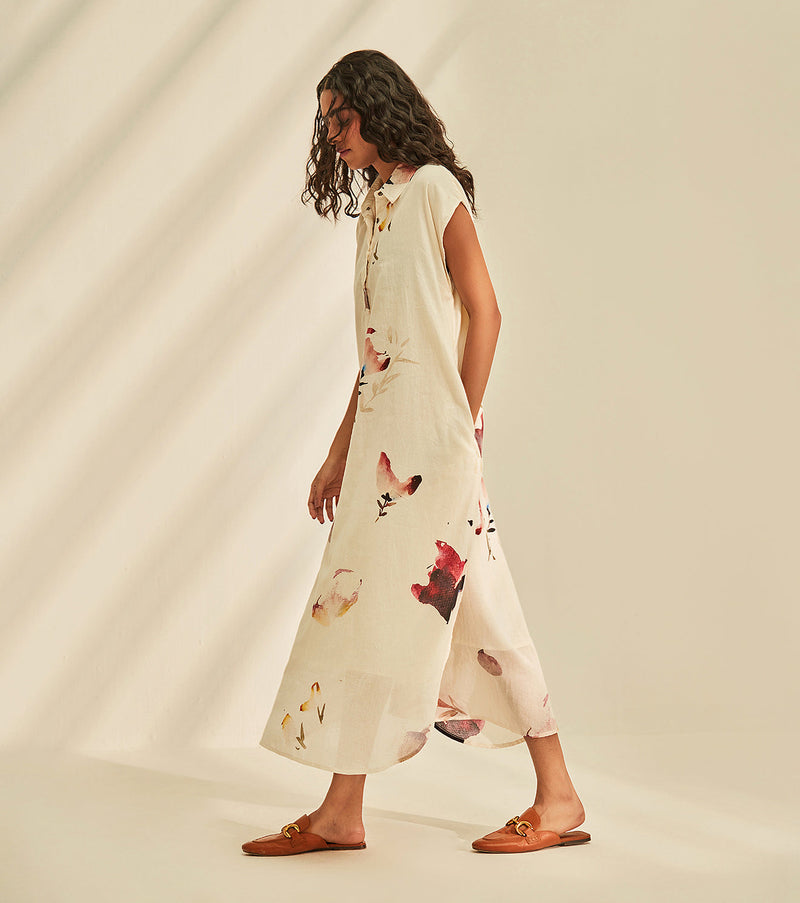 Blossom Dress cotton by Khara Kapas in white for women Worldwide