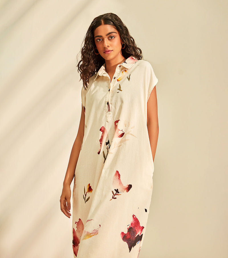 Blossom Dress cotton by Khara Kapas in white for women Worldwide