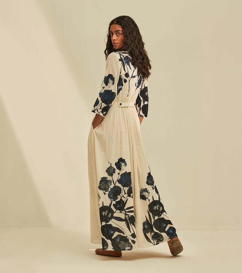 Blue Forest Dress cotton by Khara Kapas in white for women Worldwide