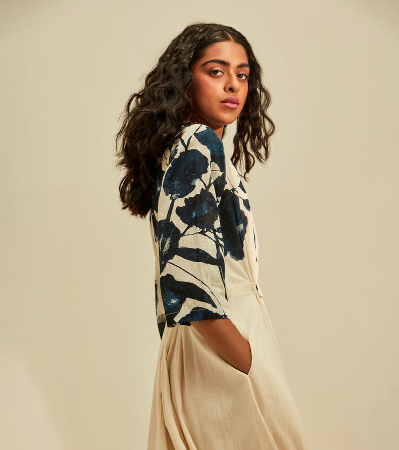 Blue Forest Dress cotton by Khara Kapas in white for women Worldwide