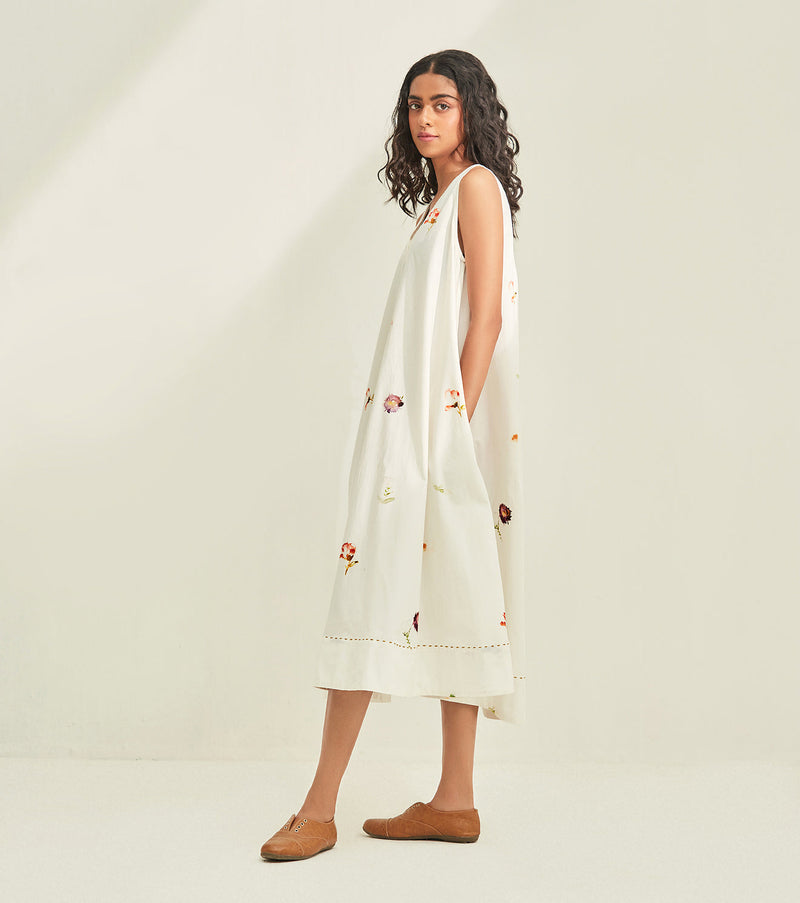 Love Lost Dress cotton by Khara Kapas in white for women Worldwide
