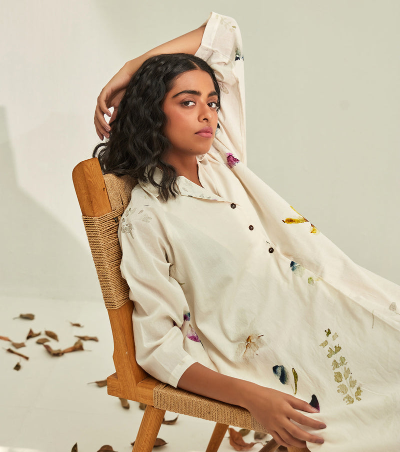 Silent Whispers Dress cotton by Khara Kapas in white for women Worldwide