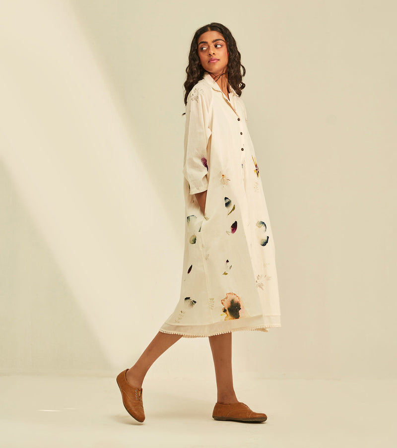 Silent Whispers Dress cotton by Khara Kapas in white for women Worldwide
