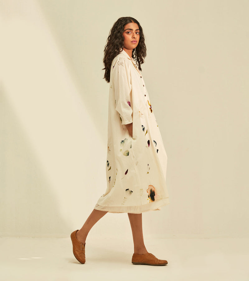 Silent Whispers Dress cotton by Khara Kapas in white for women Worldwide