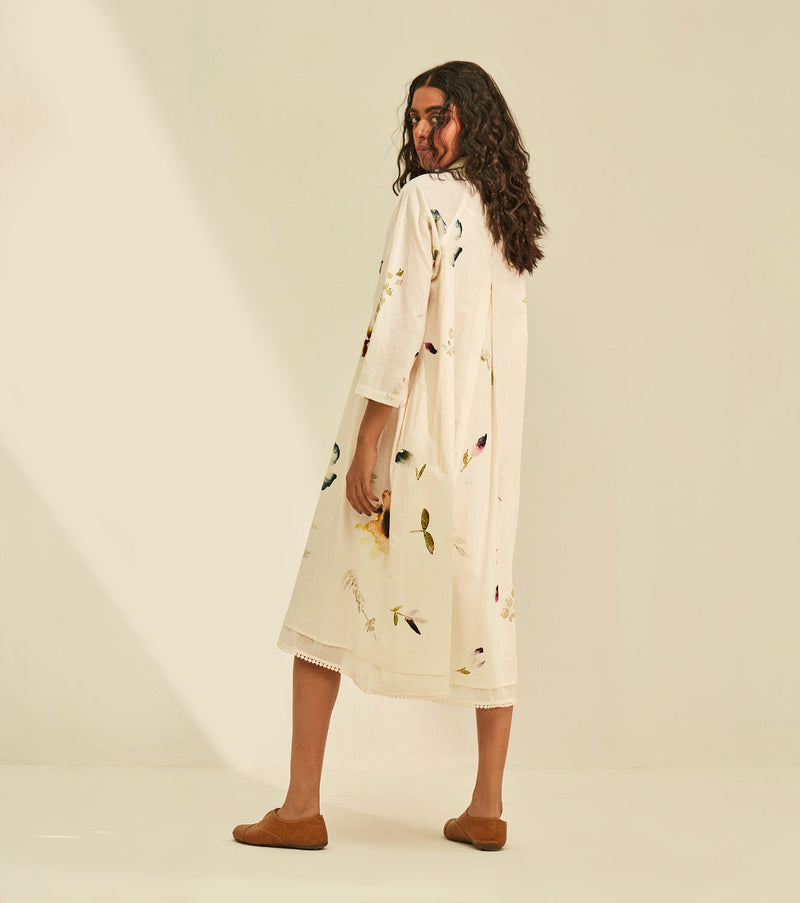 Silent Whispers Dress cotton by Khara Kapas in white for women Worldwide