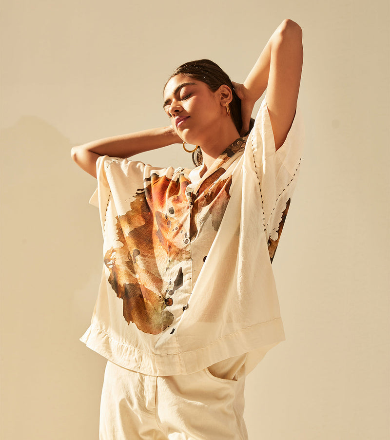 Myna Top cotton by Khara Kapas in white for women Worldwide