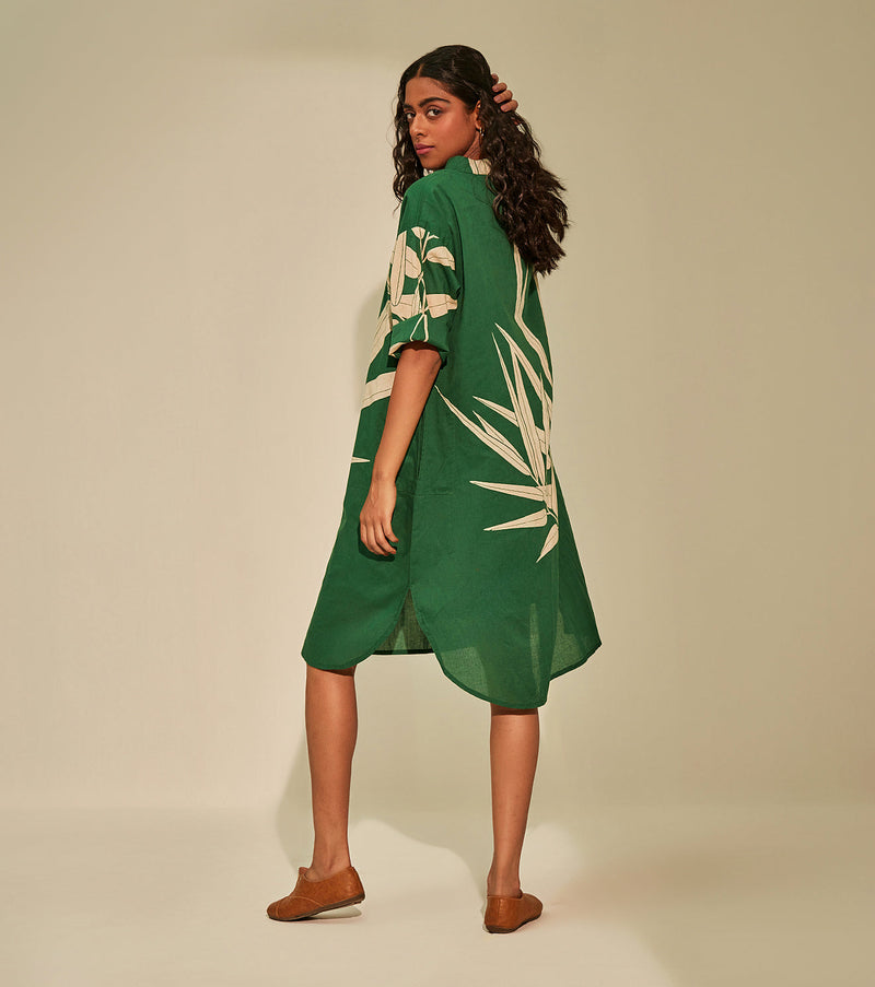 Green Oasis Dress cotton by Khara Kapas in green for women Worldwide