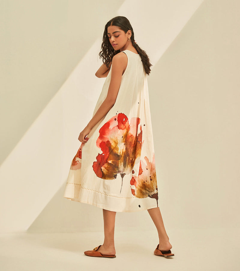 Poppy fields Dress cotton by Khara Kapas in white for women Worldwide
