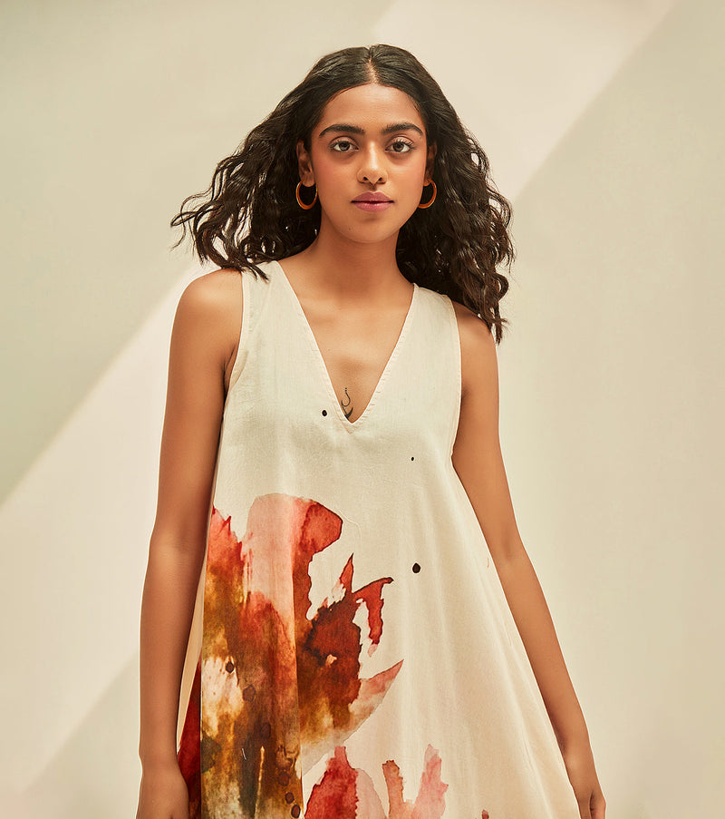 Poppy fields Dress cotton by Khara Kapas in white for women Worldwide