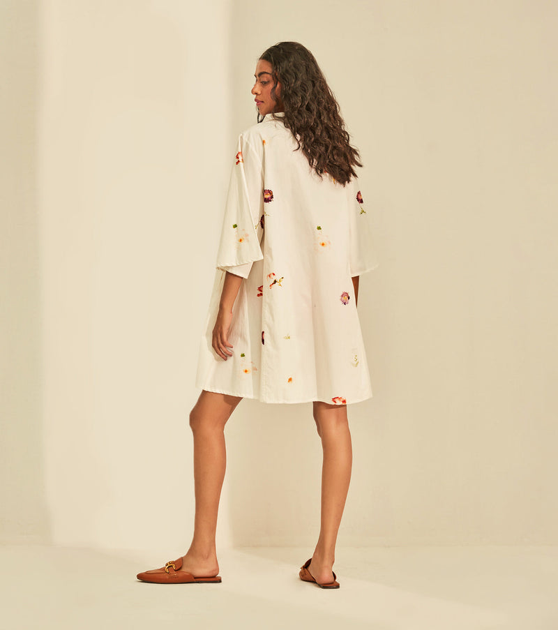 Ivory garden Dress poplin by Khara Kapas in white for women Worldwide
