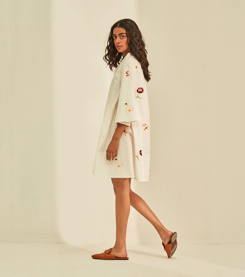 Ivory garden Dress poplin by Khara Kapas in white for women Worldwide