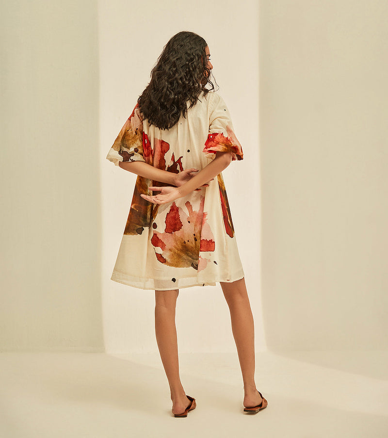 Wild poppies Dress cotton by Khara Kapas in white for women Worldwide