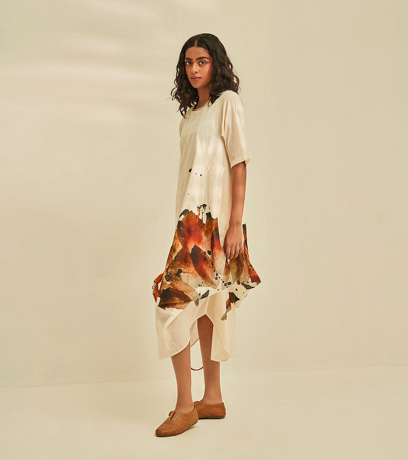 Myna Jhabla Dress cotton by Khara Kapas in white for women Worldwide