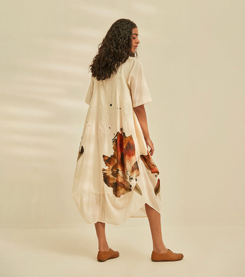 Myna Jhabla Dress cotton by Khara Kapas in white for women Worldwide
