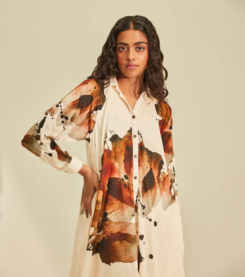 Myna Shirt Dress cotton by Khara Kapas in white for women Worldwide
