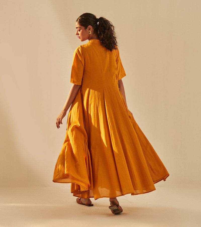 Gold Rush Dress cotton by Khara Kapas in mustard for women Worldwide