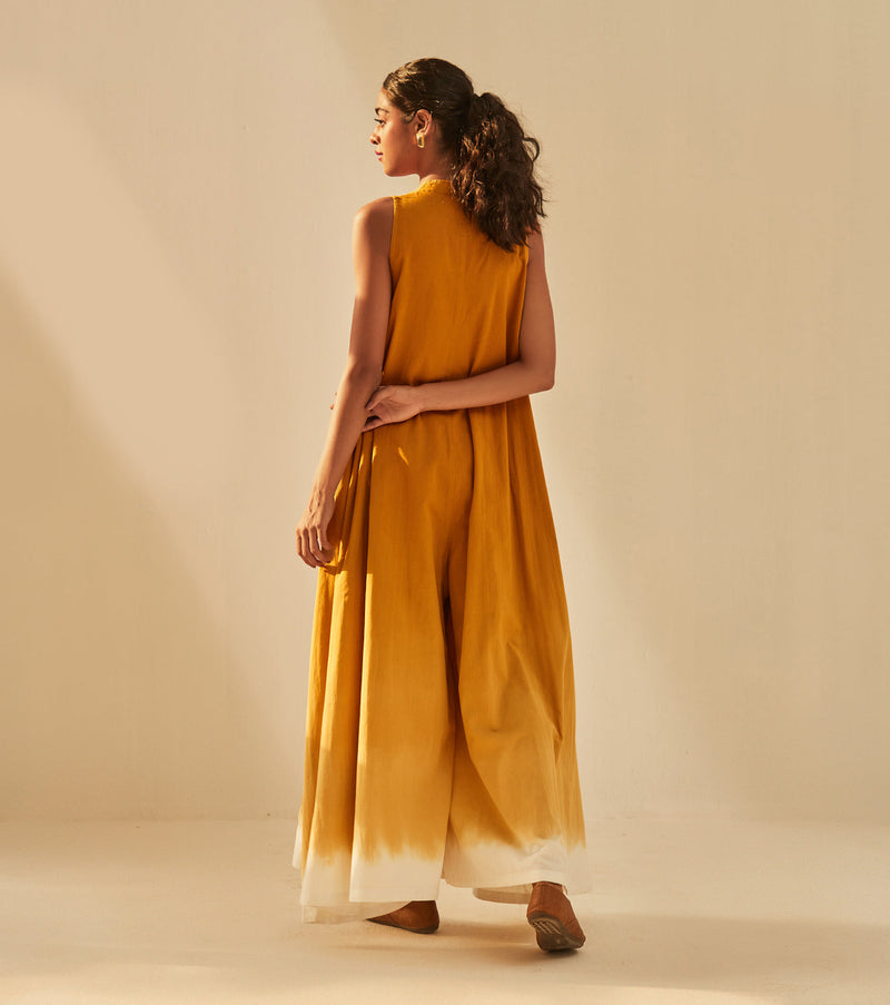 Golden sky Jumpsuit cotton by Khara Kapas in mustard for women Worldwide